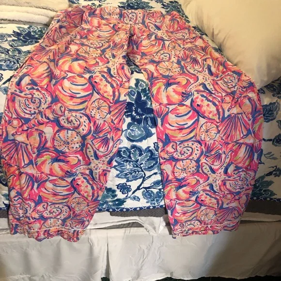 Lily Pultizer 100 % Cotton Floral Drawstring Lounge Or Sleep Pants EUC - Picture 3 of 7